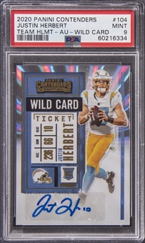 2020 Panini Contenders "Wild Card Ticket Autographs" #104 Justin Herbert Signed Rookie Card - PSA MINT 9 